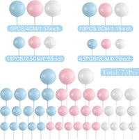 75 Pieces Cake Balls Topper Decorations Foam Cupcake Topper Mini - Blue,pink,gold - image 2