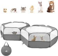 Pawaboo Small Animal Playpen, Waterproof Portable Pet Cage Tent - T-Classic Gray / 2