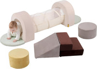 BanaSuper 7-piece gray kids foam climbing blocks playset for indoor play