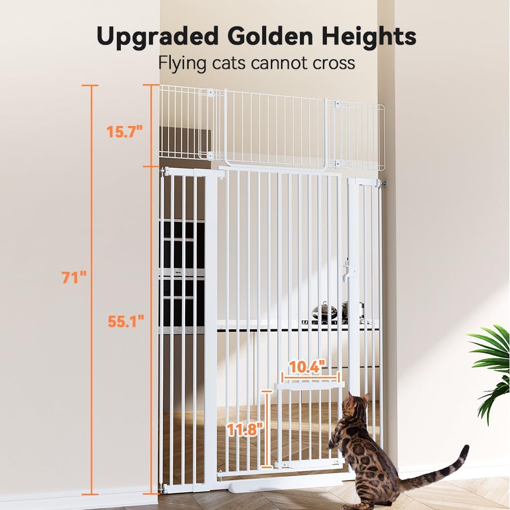 COMOMY 71" Extra Tall Pet Gate - White / 71" Tall x 40.6" Wide - image 2
