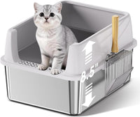 Stainless Steel Litter Box - Light Gray / 17.4'' x 13.5'' x 8.5''