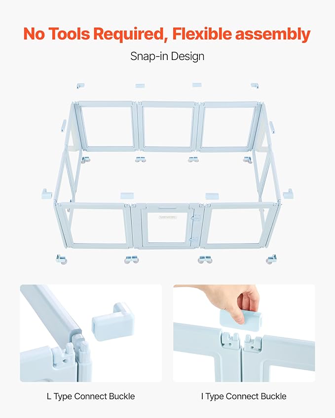 VEVOR Clear Acrylic Dog Playpen Indoor, 76x49x30 in Plastic Pet Playen for Large Sized Dogs, Easy Assemble Waterproof Puppy Playpen, Easy to Clean, Durable Indoor Pet Dogs Cats Fence Kit