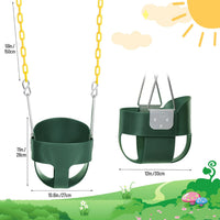 Domaker toddler swing seat with high back bucket and plastic coated chains in green - view 6