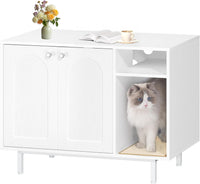 Hzuaneri Cat Litter Box Enclosure - White / 31.4"L x 19.6"W x 24"H
