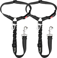Lukovee Dog Car Seat Belt, Headrest Restraint, Headrest - Black / Headrest + Clip, 2 Pcs