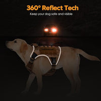 Heavy-Duty Tactical Dog Harness for Large Dogs, No Pull Adjustable Reflective Pet Vest with Molle System, K9 Military-Grade Control for Service Training, Outdoor & 10+ Breeds, Khaki Camo, Large