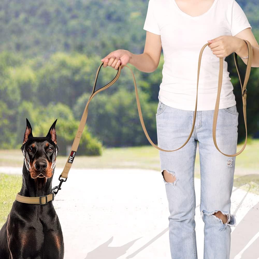 Plutus Pet Double Handle Dog Leash, for Medium Large Dogs - 4 FT / Brown - image 4