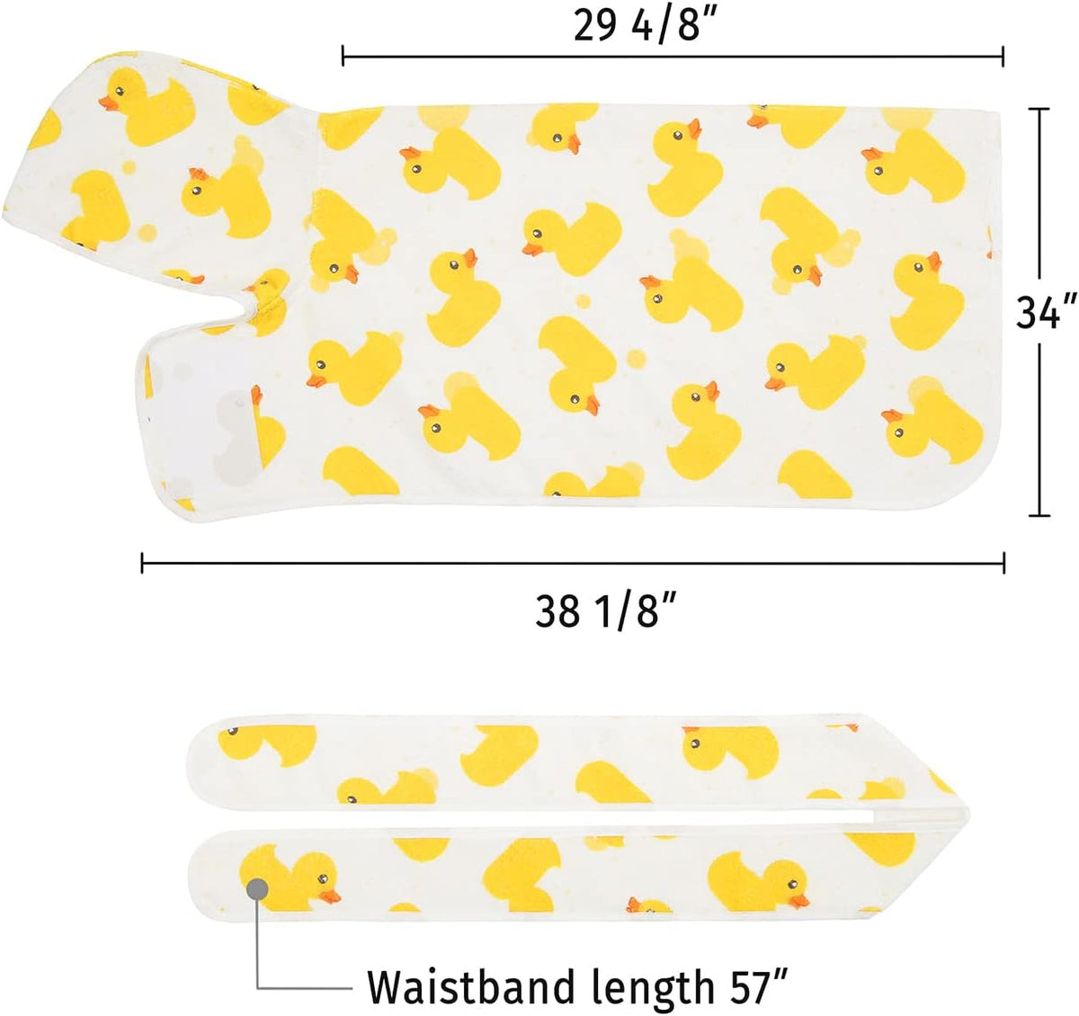 HDE Hooded Dog Bathrobe Quick Dry Towel Wrap for After Bath White - XX-Large / White Rubber Ducks - image 2
