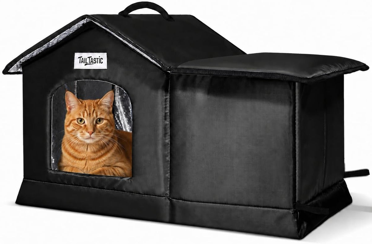 Tailtastic Weather Outdoor Cat House - BLACK / L
