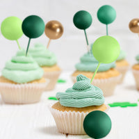 75 Pieces Cake Balls Topper Decorations Foam Cupcake Topper Mini - Green Gold Series - image 4
