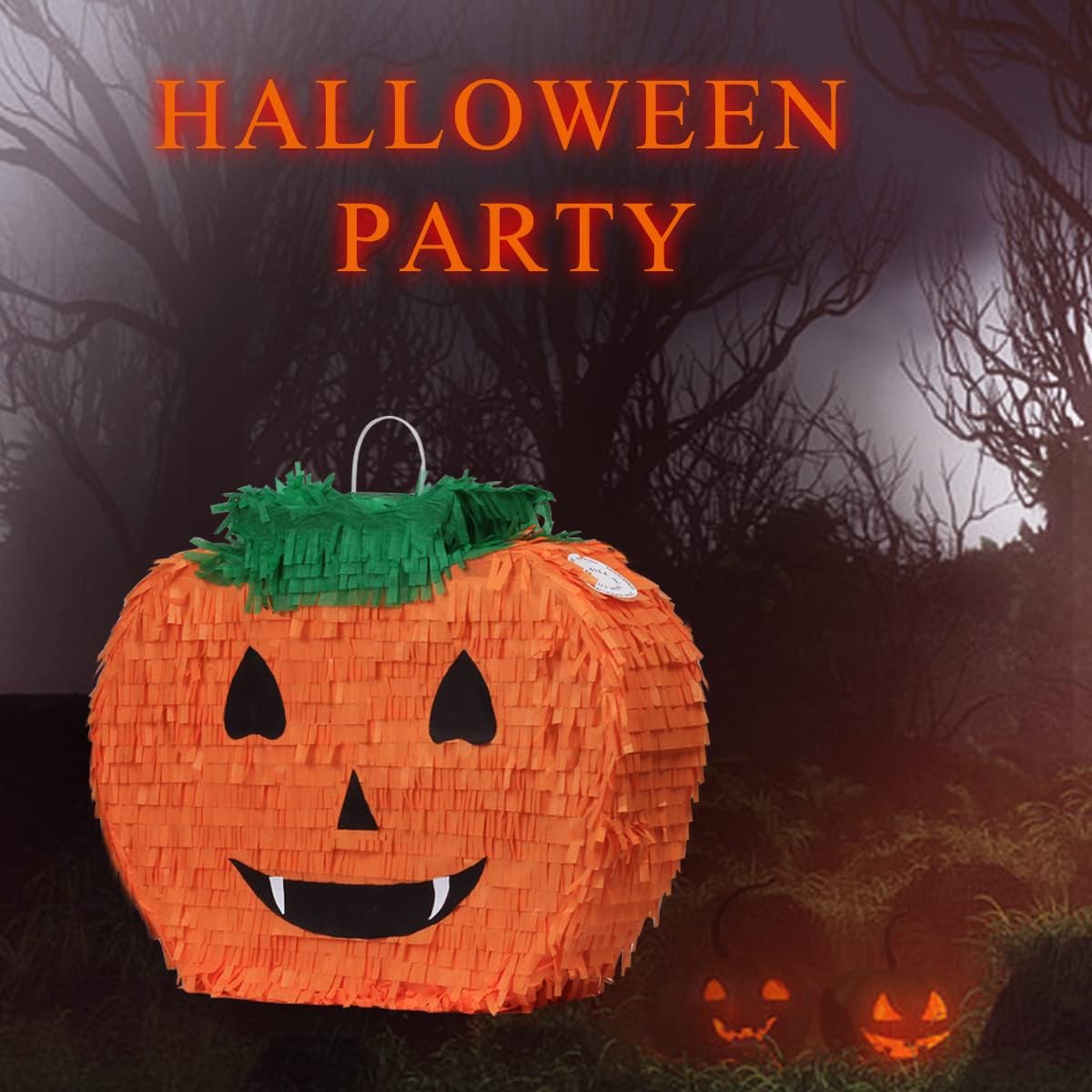 EnriQ Halloween pumpkin pinata in bright tissue paper, 17 x 13 inches - view 8