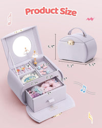VLANDO 2 Layer Girls Musical Jewelry Box with Ballerina and Large - D.Light Purple - image 4