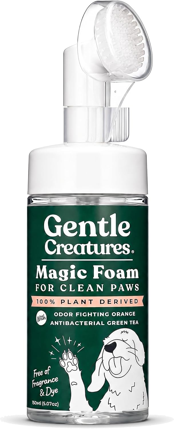 Gentle Creatures Magic Foam Dog Paw Cleaner with Scrubber Brush - Scrubber Bottle