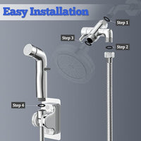 Dog Shower Attachment Metal, YDmeet Pet Washing Hose Attachment for Fast & Clean Bathing, Brass 3 Way Diverter, Adjustable Sprayer wtih Turn Off, 8 ft Hose and Holder, Chrome
