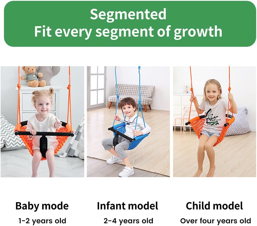 2 -in - 1 Toddler Swing. Swing Seat for kids Adjustable Ropes, for Kids Heavy Duty Rope Play - Green - image 3