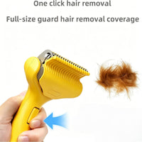 Undercoat Rake for Dogs & Cats, Self‑Clean Deshedding Brush - Lemon Yellow - image 3