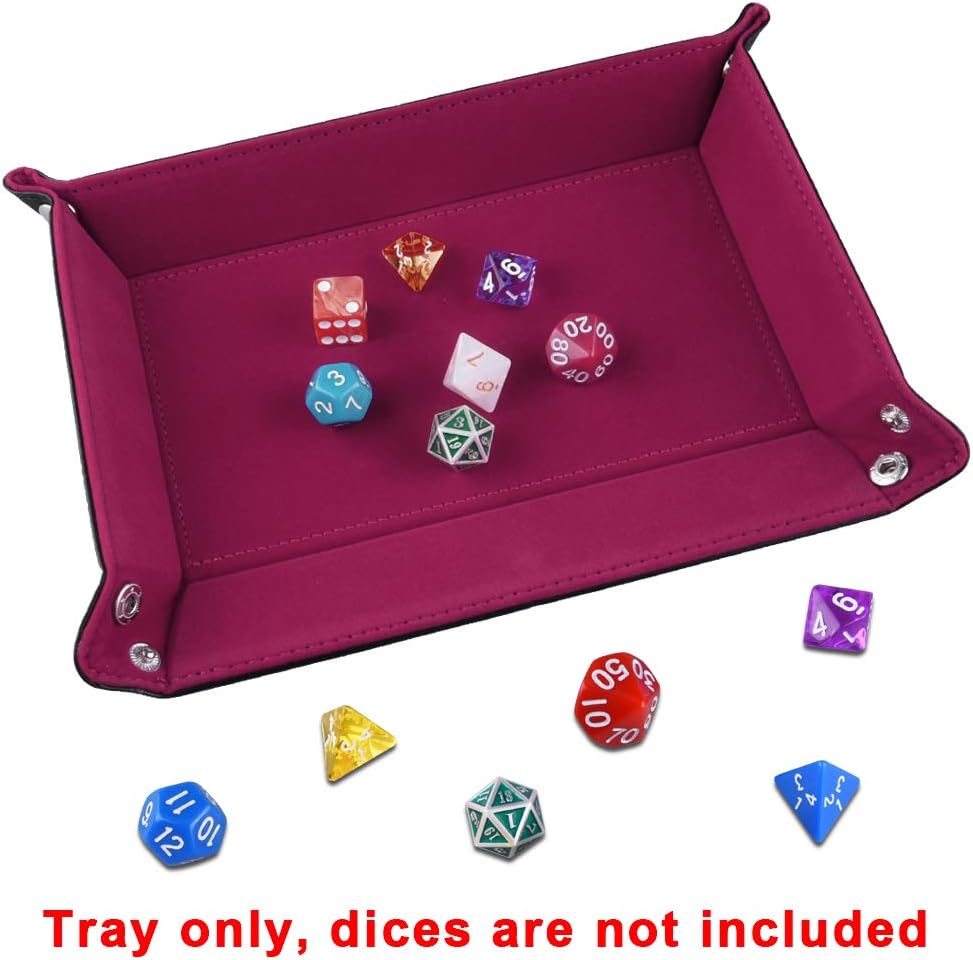 SIQUK Double Sided Dice Tray Folding Rectangle Dice Holder – Fun for Kids & Family - Dark Rose Red - image 4