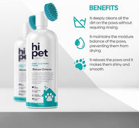 Hi Pet Dog Paw Cleaner Foam with Built-in Paw Scrubber Brush, Paw Cleaner for Dogs and Cats, Cat and Dog Paw Moisturizer, Effortless and Easy-to-Use Bottle Design Dog Feet Cleaner (Pack of 2)
