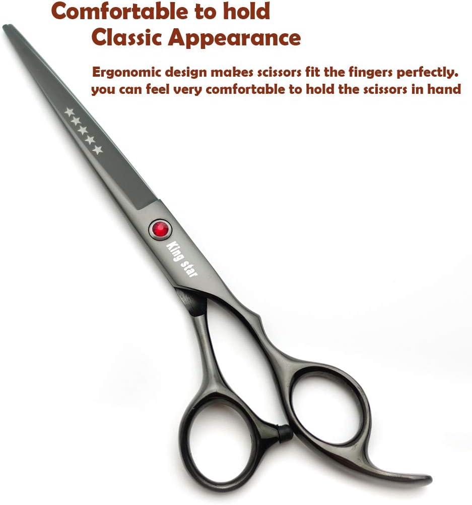 7.0in Titanium Professional dog Grooming Scissors set - Bright Black With Comb - image 4