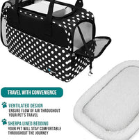 PetAmi Dog Purse Carrier for Small Dogs, Airline Approved Soft Sided Pet Carrier with Pockets, Ventilated Dog Carrying Bag for Puppy Cat, Dog Travel Supplies Bag, Sherpa Bed, Max 12 lbs, Polka Dot