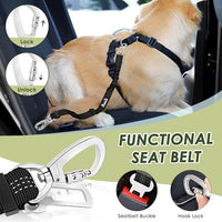 SlowTon Dog Seat Belt Harness for Car, Dog Car Harness Adjustable Mesh Breathable & Dog Seatbelt Safety Tether with Elastic Bungee for Small Medium Large Pets(Camouflage, Double Clip, M)