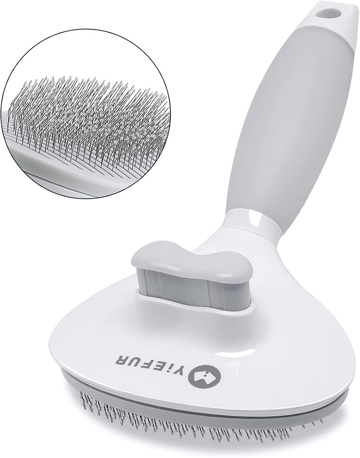 Cat Brush for Shedding, Self Cleaning Brush for Long & Short Hair Cats – Essentials for Cats - White