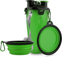 Dog Travel Water Bottle Collapsible Bowls - Green