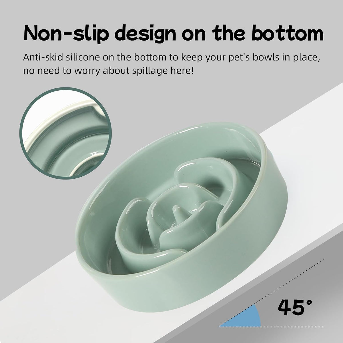 Ceramic Slow Feeder Dog Bowls - Light Green / 6.1inch-A+Stand - image 3