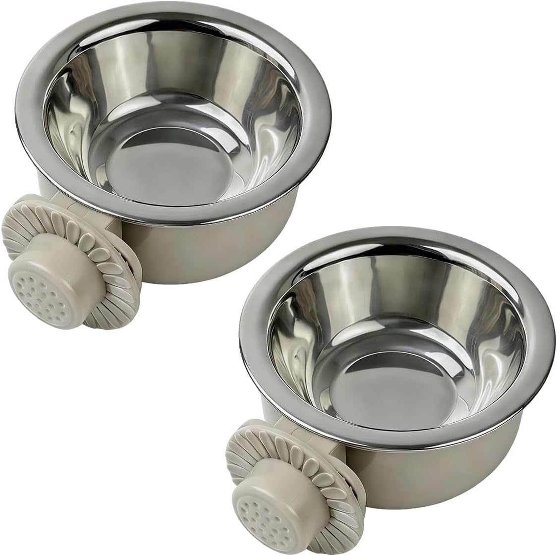 2Pcs Pets Lightweight Stainless Steel Bowl - Gray-Small