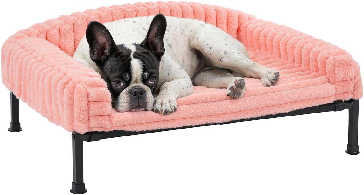 Veehoo Elevated Dog Bed with Bolster Cushion - Pink / 24.0"L x 18.0"W x 8.3"Th