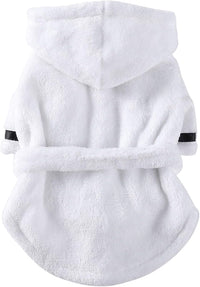 Pet Bathrobe Dog Pajama, Thickened Hooded - White / Medium - image 4