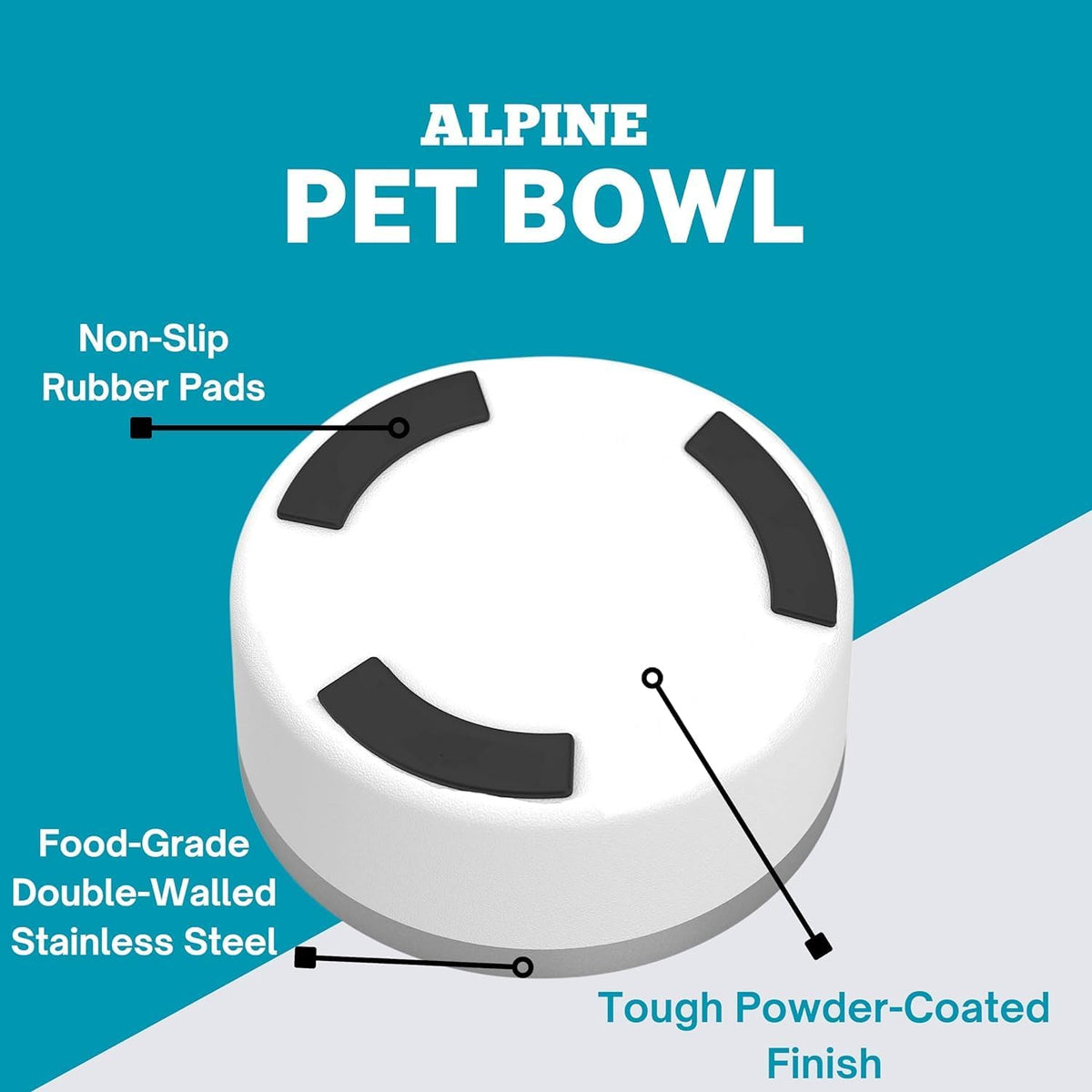 Alpine Set of 2 Stainless Steel Dog Bowls, Non Slip - 64 oz / Pink - image 3
