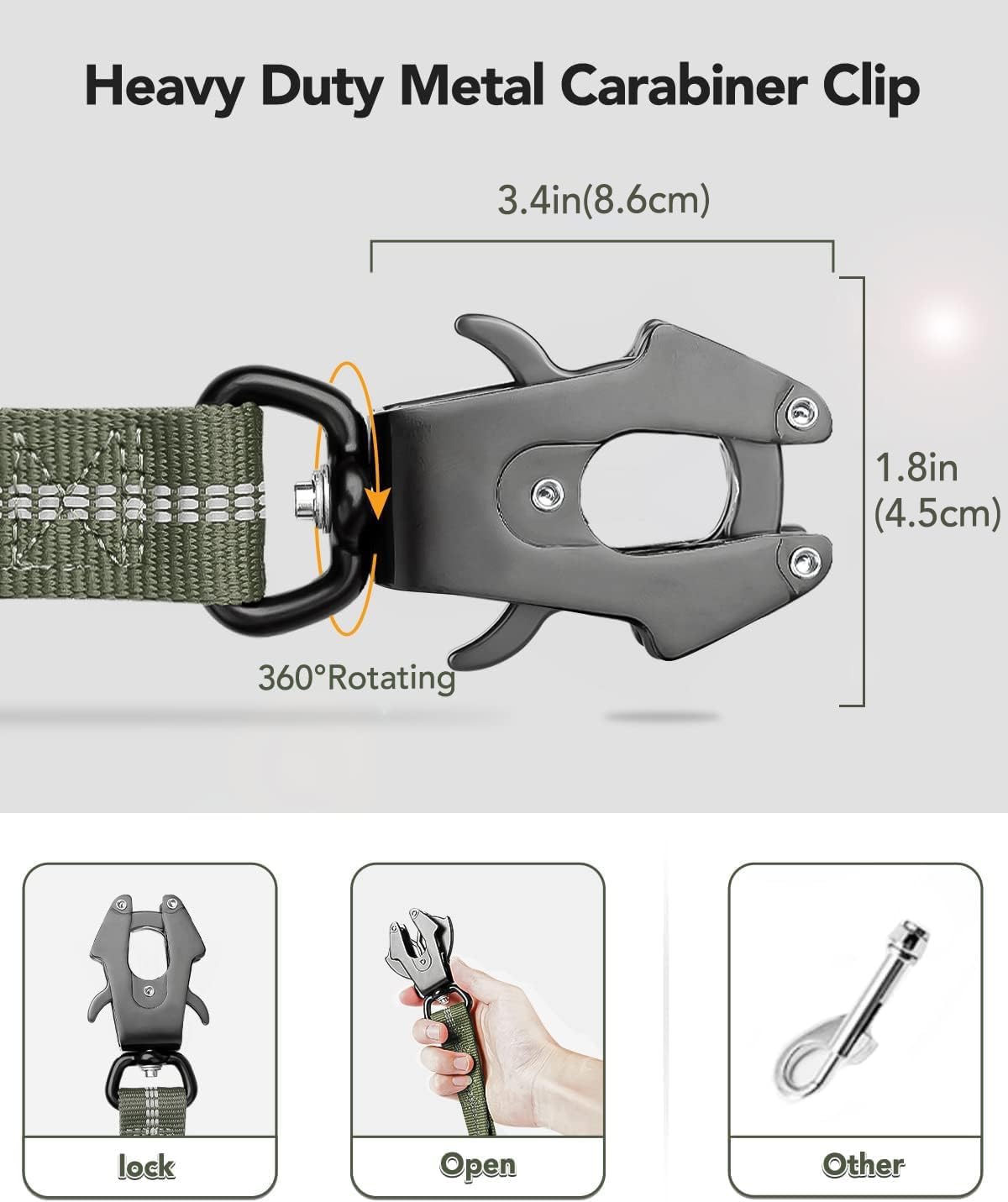 Joytale Tactical Bungee Dog Leash, Shock Absorbing No Pull - Army Green - image 2
