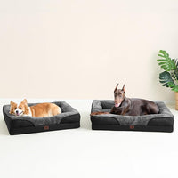 EHEYCIGA Memory Foam XL Dog Bed for XLarge Sized, Extra Large Orthopedic Dog Sofa with Sides and Waterproof Liner, Washable Pet Couch with Removable Cover, 48x35x7.5 Inch, Grey/Black