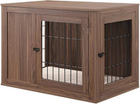 unipaws 30 Inch Furniture Style Dog Crate, Indoor Aesthetic Puppy Kennel with Door, Modern Decorative Wood Wire Pet House Dog Cage, Pretty Cute End Side Table Nightstand, Walnut