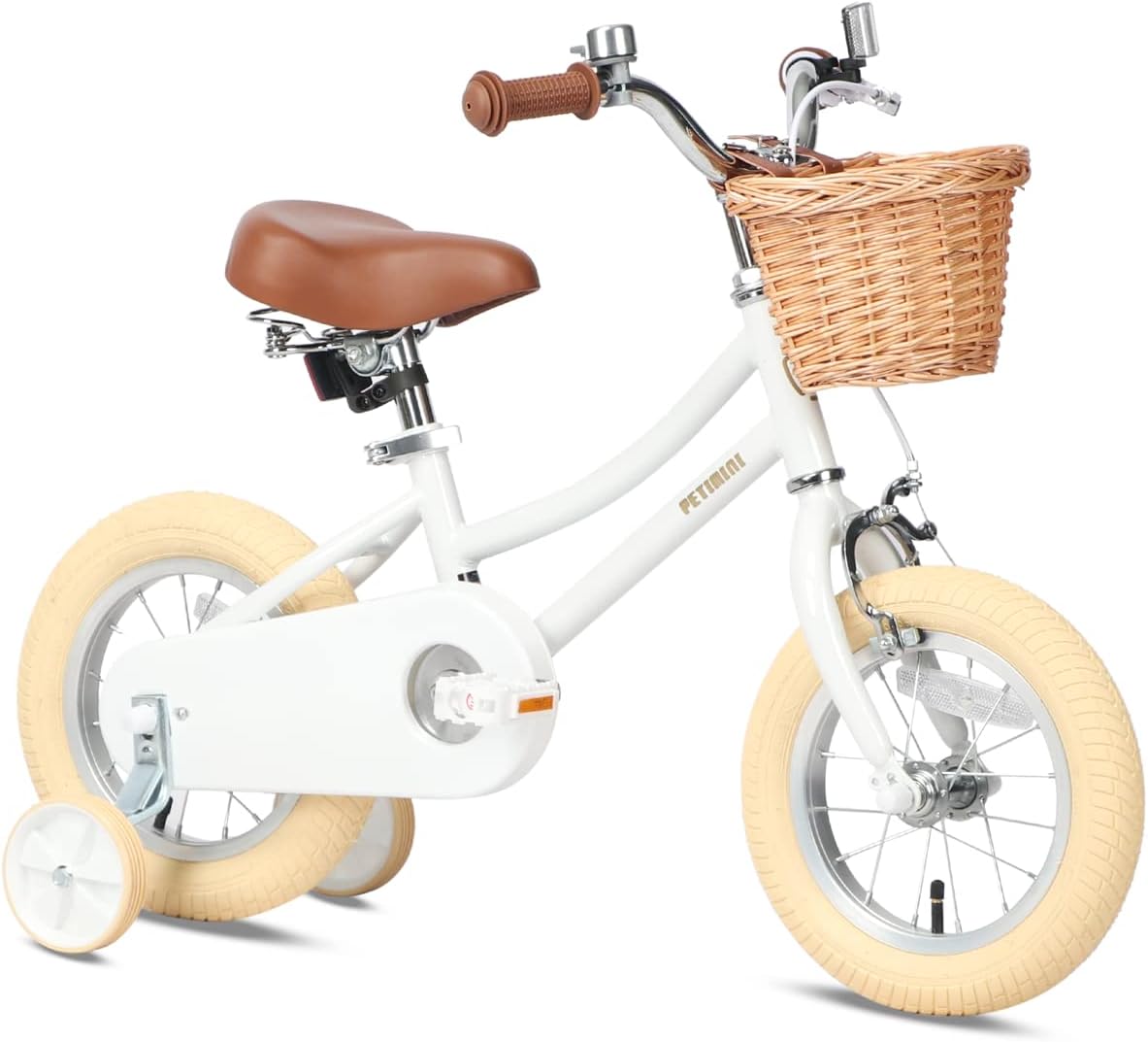 Petimini 12 14 16 18 20 Inch Kids Toddler Bike for Boys Girls – Fun for Kids & Family - White / 12 Inch