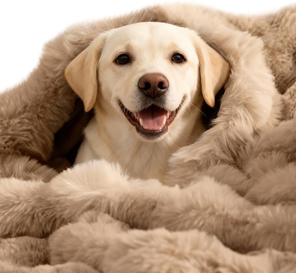 SOMAHE Soft Faux Fur Cat Blanket, Washable - 39"L x 31"W Inches / Latte Coffee