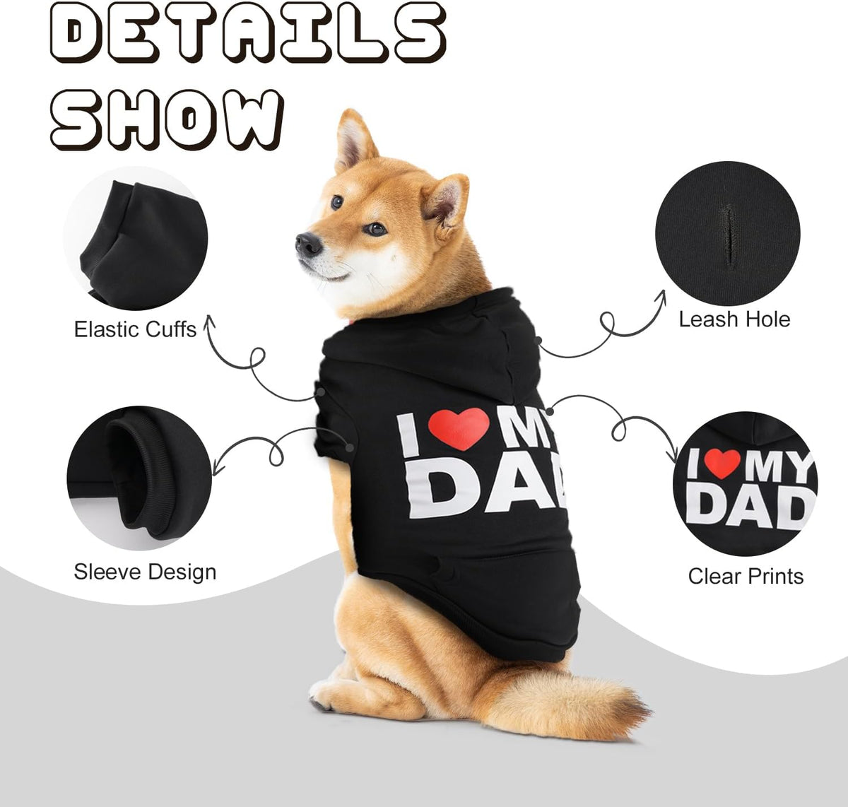 Dog Basic Hoodie Soft Dog Clothes Cold Weather Sweaters for Medium - I Love My MOM / L (Back: 20.47",Chest: 28.35",20-35lbs) - image 4