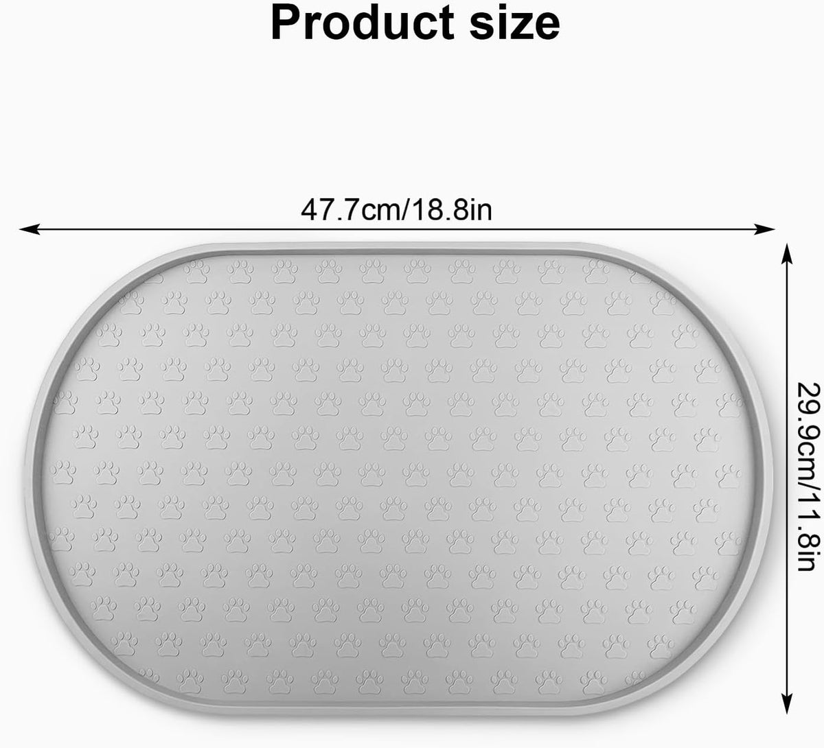 Dog Food Mat Spill-Proof Silicone Dog Bowl Mat Raised Edge Pet - Light Grey / 19"L x 12"W - image 2
