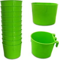 Cage Cups Birds Feeders Seed Bowl Chicken Feeding Watering Dish - 10PCS Green