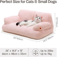 MEWOOFUN Cat Bed for Indoor Cats, Washable Dog Beds for Small Dogs & Cats with Removable Cover, Fluffy Cat Couch with Non-Slip Bottom (Pink, 26.0" L X 19.0" W X 13.0" Th)