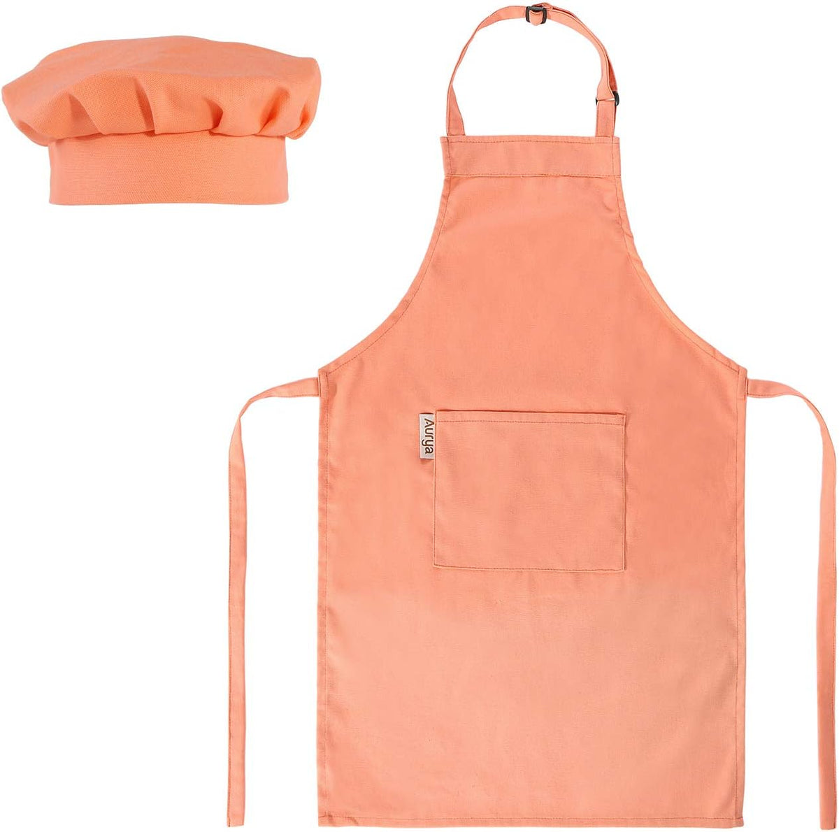 Aurya kids apron and chef hat set in light blue with front pocket and adjustable strap
