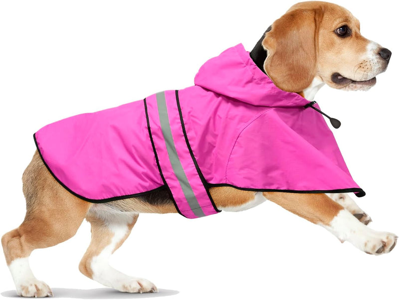 Waterproof Dog Raincoats, Hooded Raincoats for Dogs - Medium / Pink