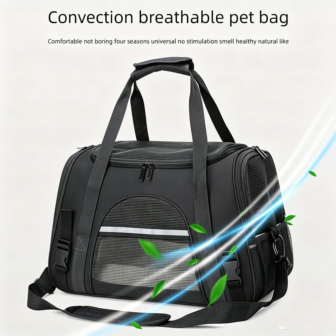 Cat Carrier Bag, Airline Approved Soft Carrier for Cats & Small Dogs – Essentials for Cats - Black - image 3