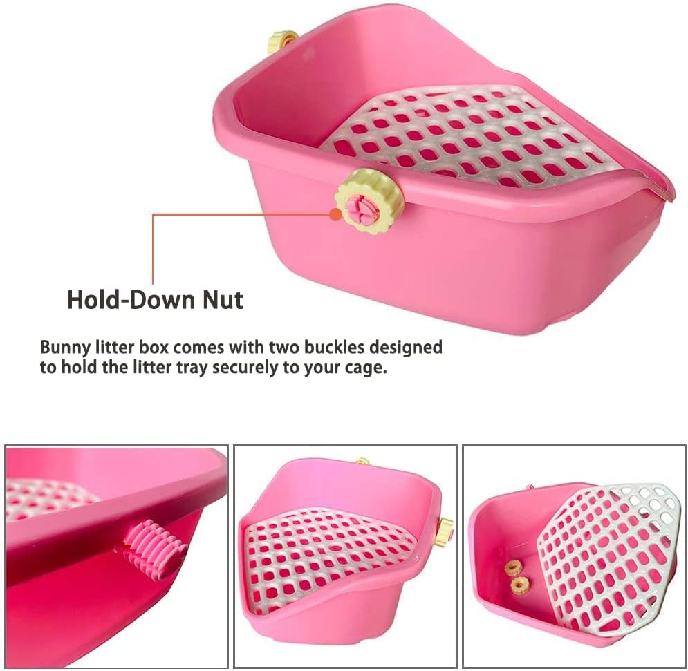 kathson Rabbit Litter Box Pet Toilet Cage Box Potty Trainer Corner - Pink - image 4