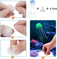 4 Pack Glow Aquarium Decorations Coral Reef Glowing Mushroom Anemone - 6 Colors Jellyfish - image 4