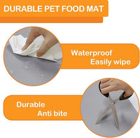 KVK Pet Food Mat Pet Feeding Mat Silicone Placemat for Dog and Cat Food Water Bowl Dog Food Mats for Floors Non Slip Waterproof Anti-bite Cool Grey 39.4X29.5in