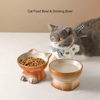 Nihow Ceramic Basic Cat Bowls: 5 Inch Cat Bowl for Food & Water – Essentials for Cats - 4.5 OZ+8 OZ / Brown - image 4