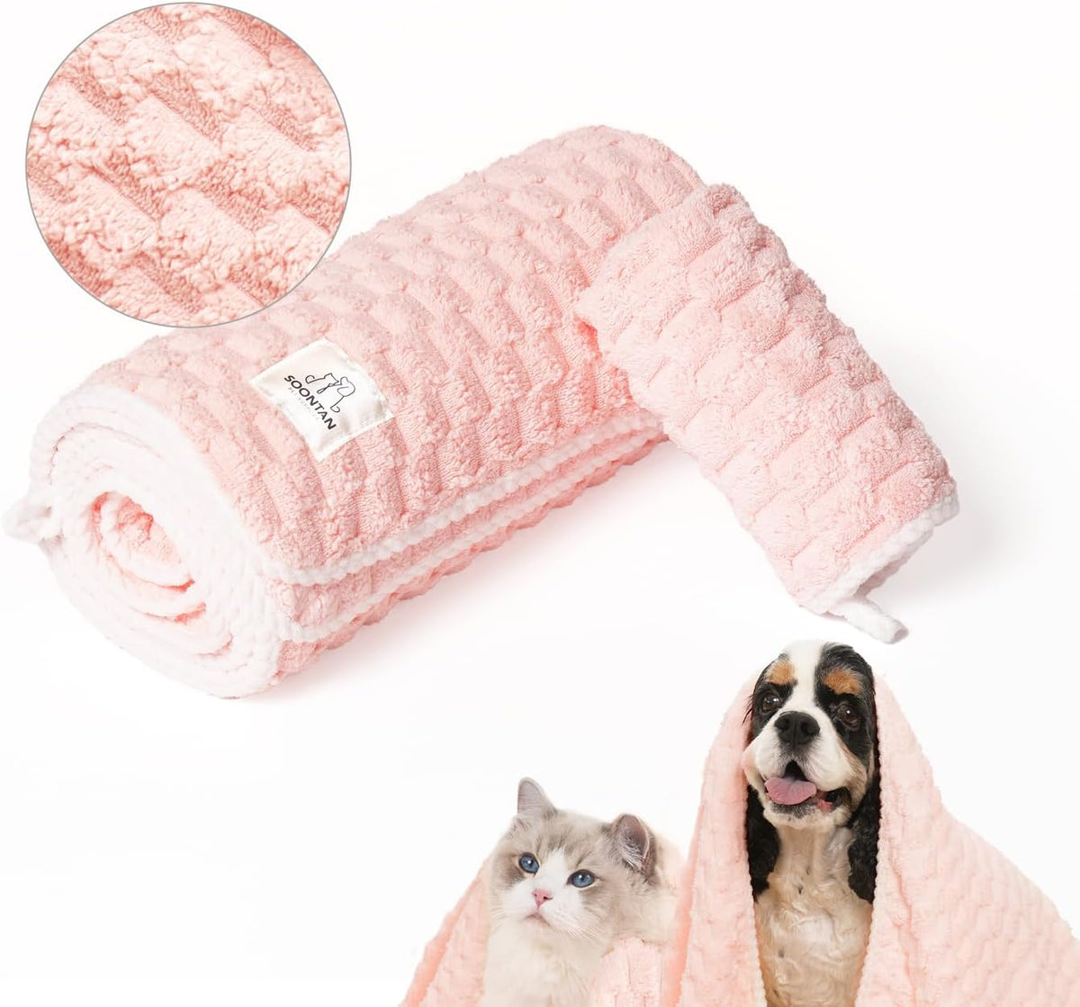 Cloud Pet Towels, Absorbent - Pink
