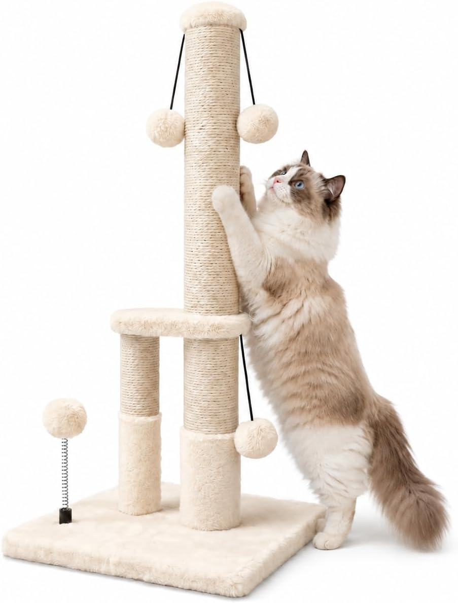 Dimaka Tall Cat Scratching Post - Beige